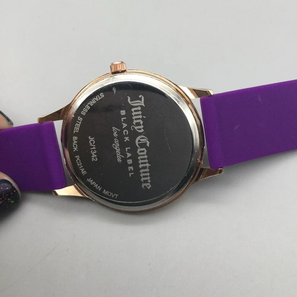 Juicy Couture Black Label Womens Watch 38mm Rose Gold Tone Crown New Battery